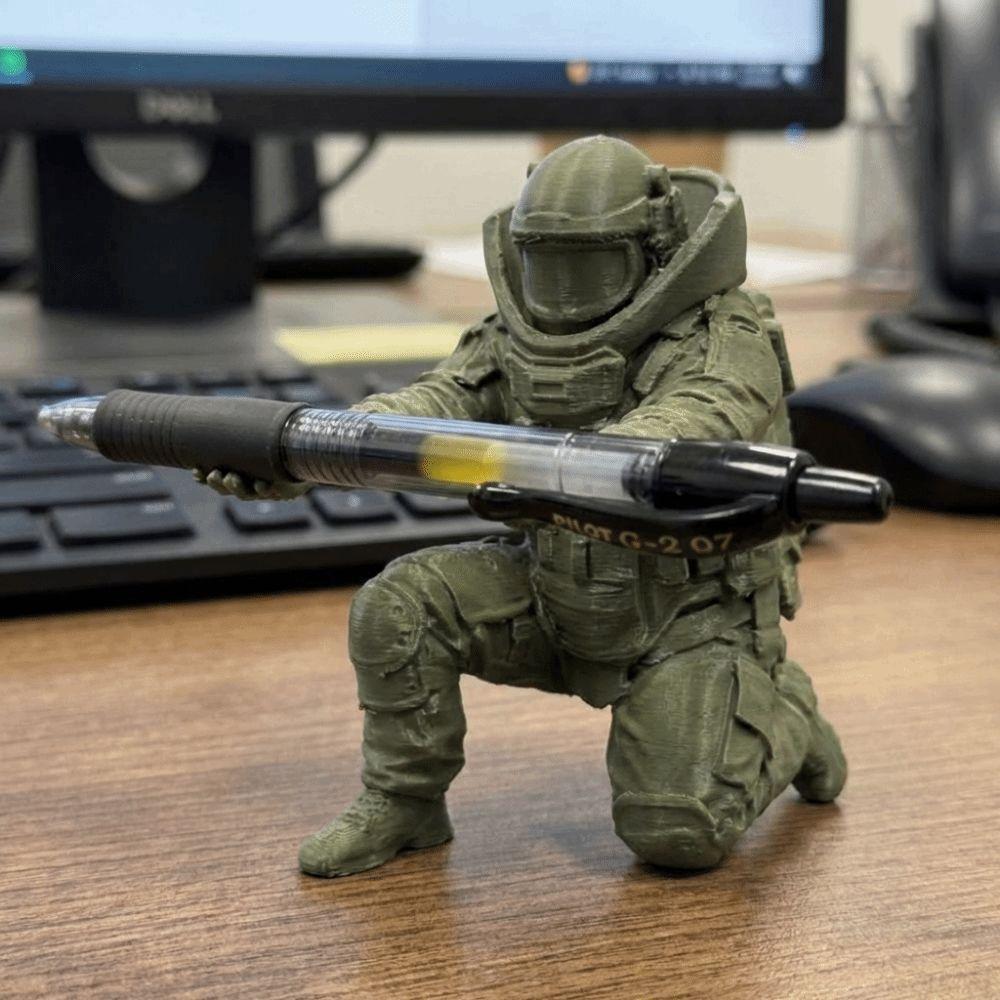 Unique Gift Warrior Pen Holder 3D Printed Special Forces Pen Stand Office Desk