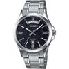 Men S Analog Quartz Watch Silver Black Metal Band Mtp 1381d 1av