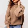 2025 Women's Knit High Neck Sweater - Loose Fit, Thick, Solid Color for Autumn/Winter