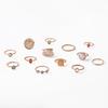 Inlaid Diamond Baroque Vintage Stackable Ring Set: 13-Piece Jelly Color Creative Style Rings for Women