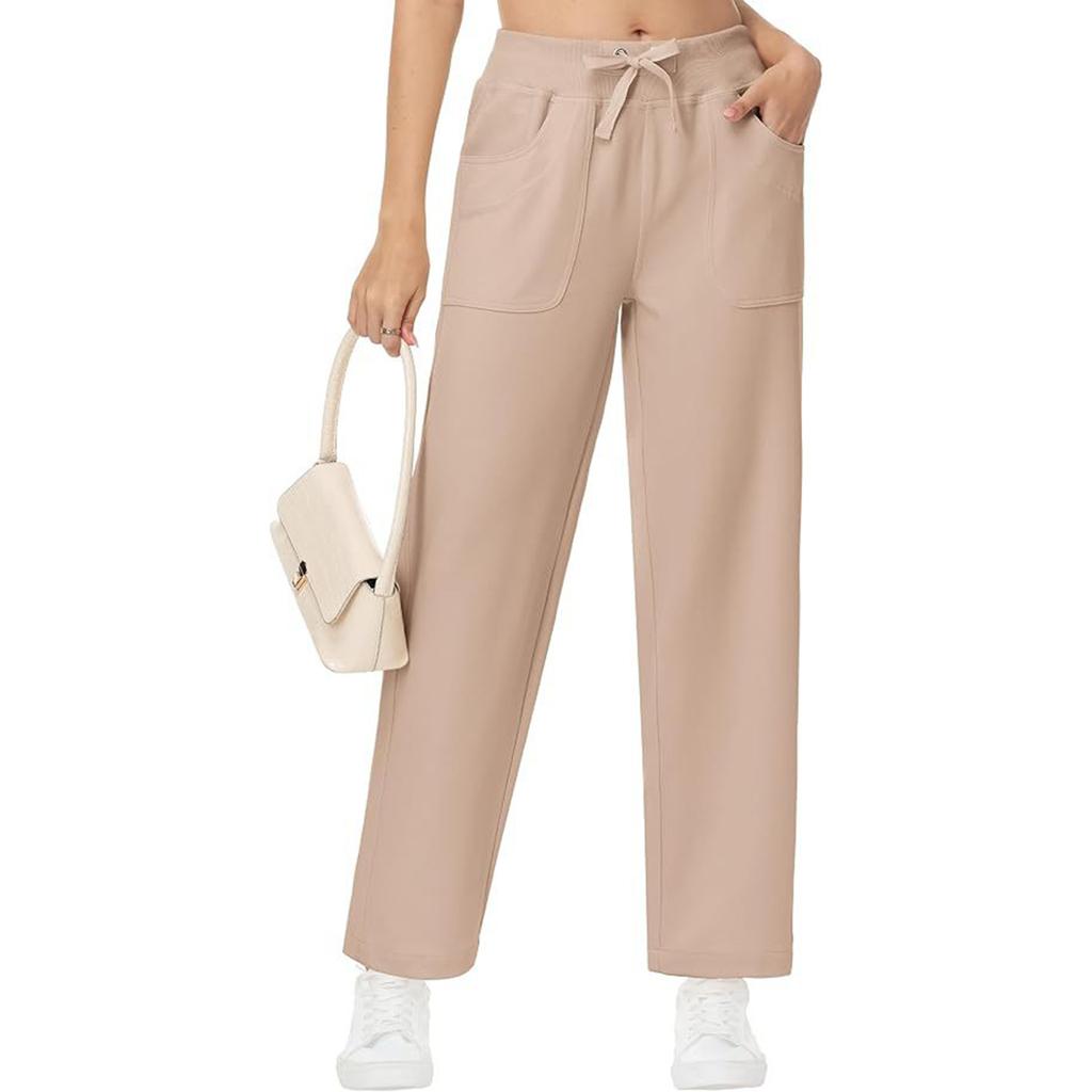 Women's Loose High Waist Solid Color Straight Pocket Casual Sweatpants