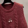 Frühling und Herbst Neuer lockerer Lagen-Pullover mit hohlem Rundhalsausschnitt, gestrickte Weste für Damen
