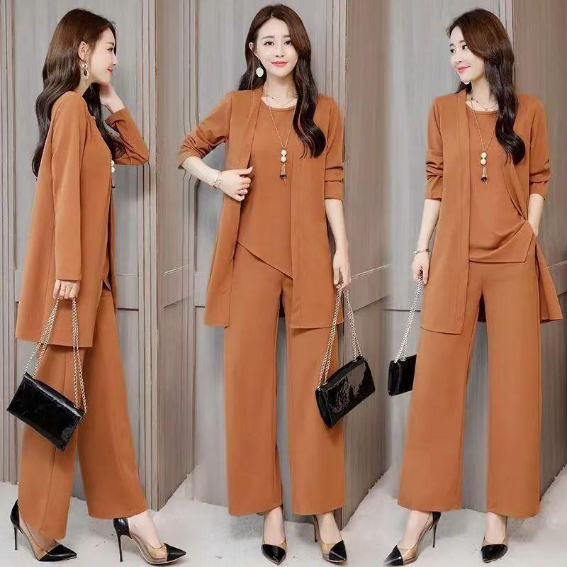 Auf Lager 2025 Herbst/Winter Elegantes Damen-Schlankheits-Dreiteiler in Übergröße