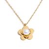 Yhpup Hot Style Stainless Steel Pearl Flower Pendant Necklace Water Resistant Summer Chic Fashion Jewelry Wholesale