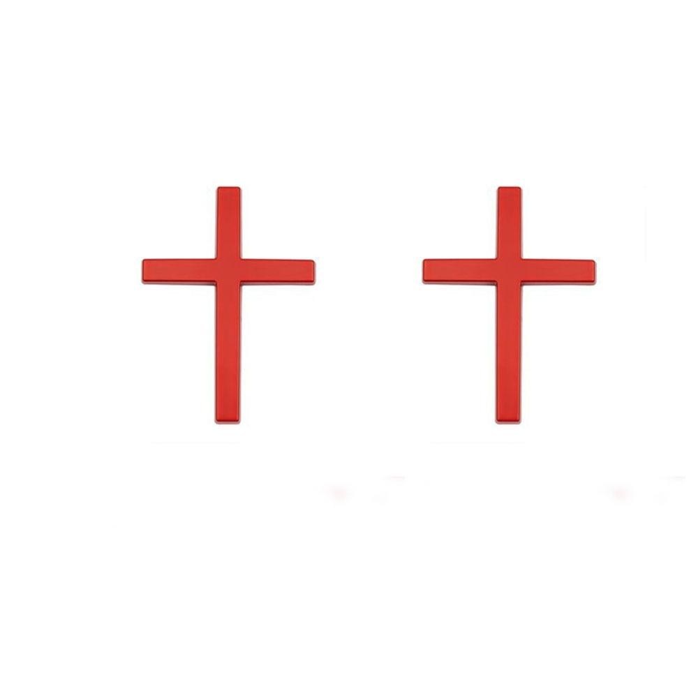 

2Pcs 3D Stereo Cross Badge Stickers Cross Design Auto Decorative Sticker Tail Label красный