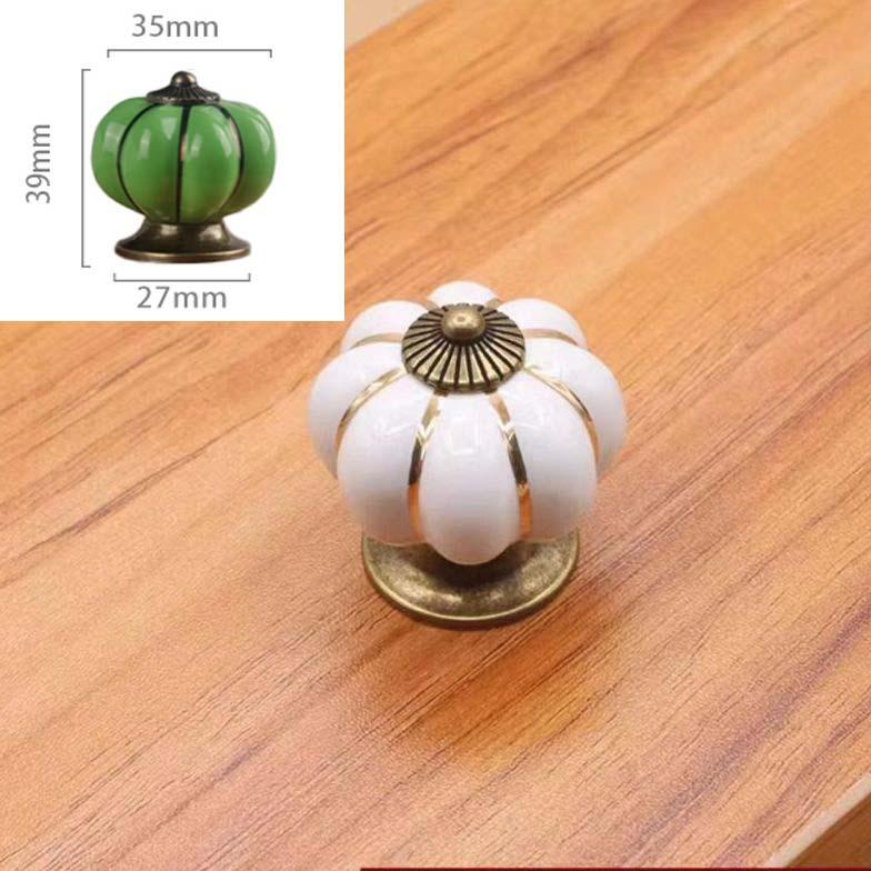 Manopole per Mobili in Ceramica a Forma di Zucca Maniglie per Cassetti con Base Metallica e Viti per Porte di Cucina Armadio Mobili Diametro 35mm