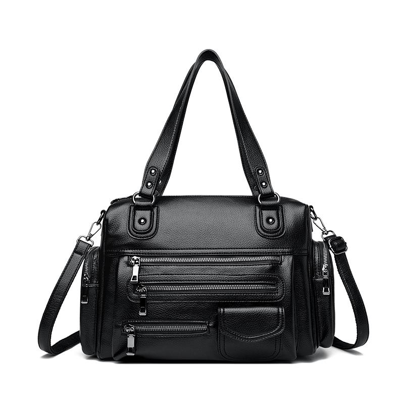 Ladies' Fashion Handbags Vintage Soft Leather multi pocket shoulder Commute bags Designer Commute Large Capacity Ladies Tote Sac