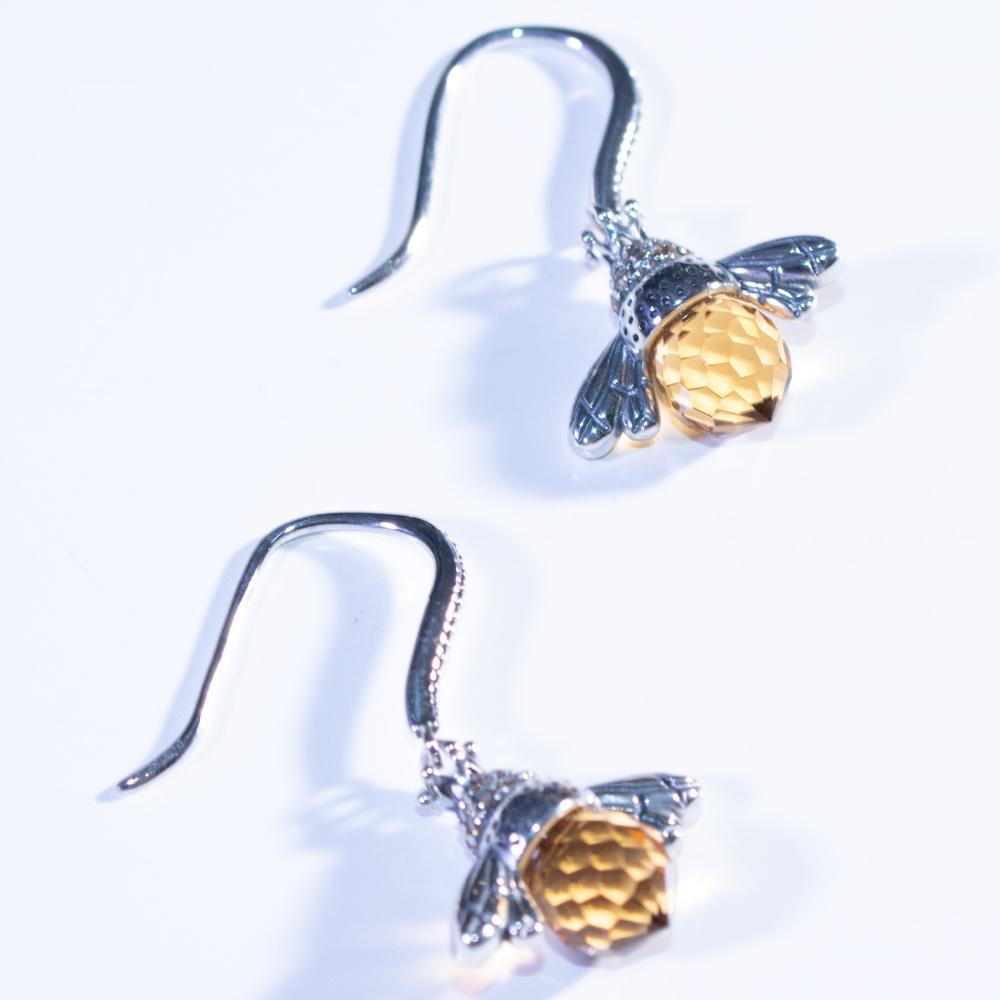 Cute Little Bee S925 Sterling Silver Earrings Female Personality Animal Zircon Crystal Women Earrings