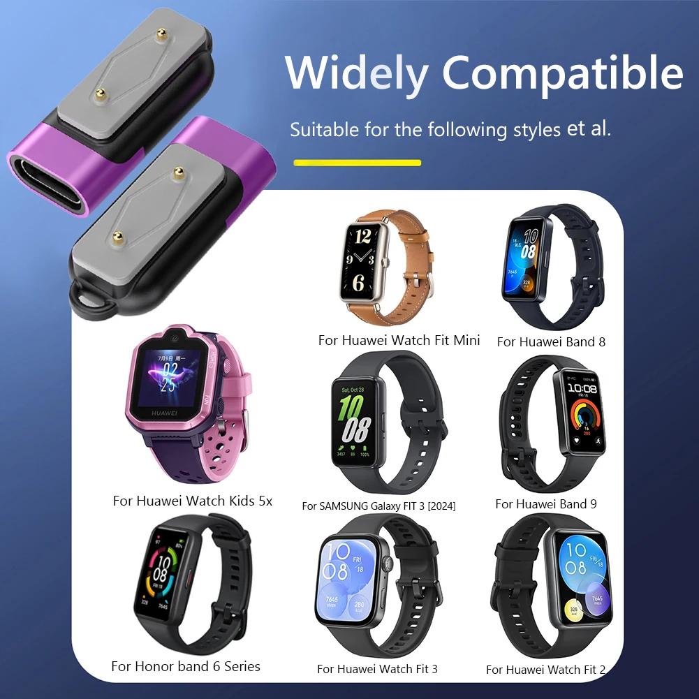 För Samsung Galaxy Fit 3 Smartklocka Laddare Adapter Anslutning USB C 90° Magnetisk Laddningsadapter för Huawei Watch Fit 3 2