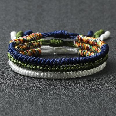 3 Stücke tibetisch-buddhistischen Charme Glück Geflochtenes Armband Fußkettchen Multi Farbe Handgemachte Knoten Seil Buddha Armreif Für Frauen Männer Geschenke