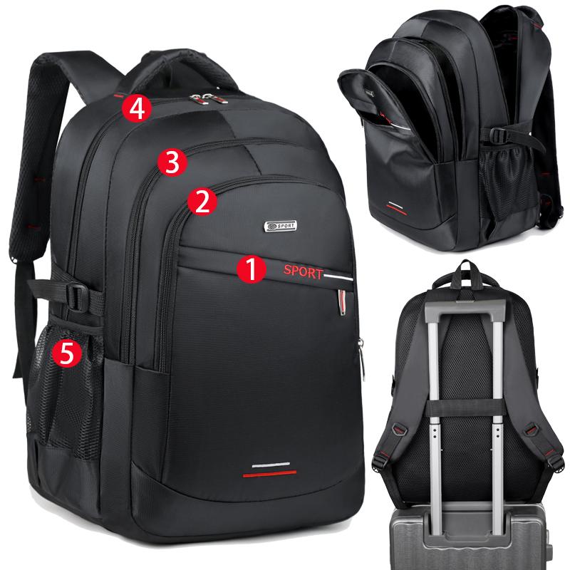 5-Layer Men'S Backpack - Durable, Waterproof, Multifunctional Design, With Bottle Strap - Perfect For Outdoor Activities, Busine