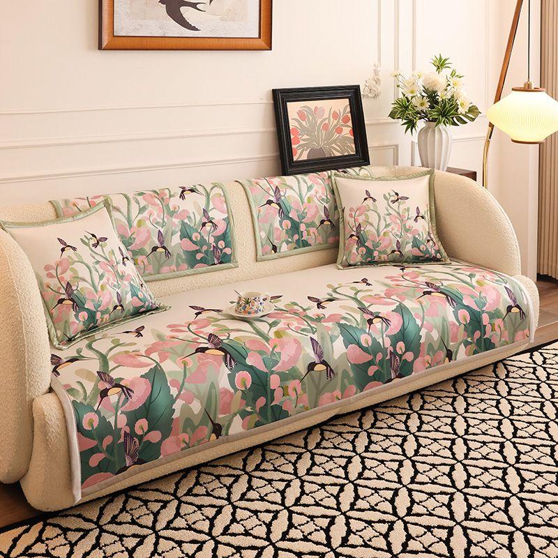 

Американский Ретро Ледяной Шелк Подушка для Дивана Летняя Нескользящая Моющаяся Летний Коврик Наволочка Круглый год Нейтральная Тканевая Накидка Полотенце Hummingbird [Upgrade Broadside Ice Silk]] 90*160cm