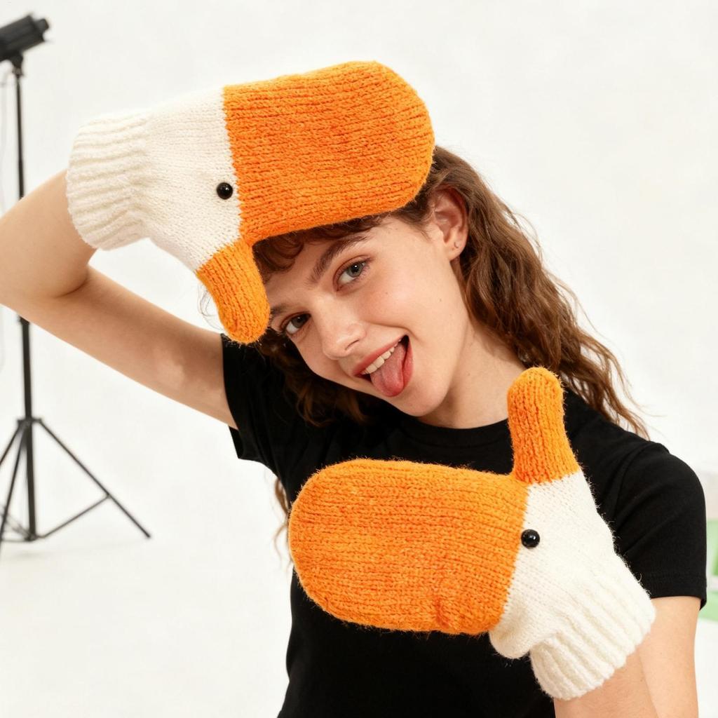 Ski Gloves Winter Gloves Cute With Thick Velvet For Cold Protection And Warmth Double Layer Gloves