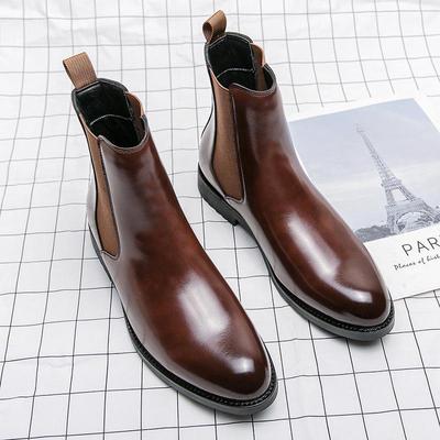 Men's Plus Size British Style Chelsea Boots - Autumn/Winter Leather Slip-On Short Boots, European & American Trend.