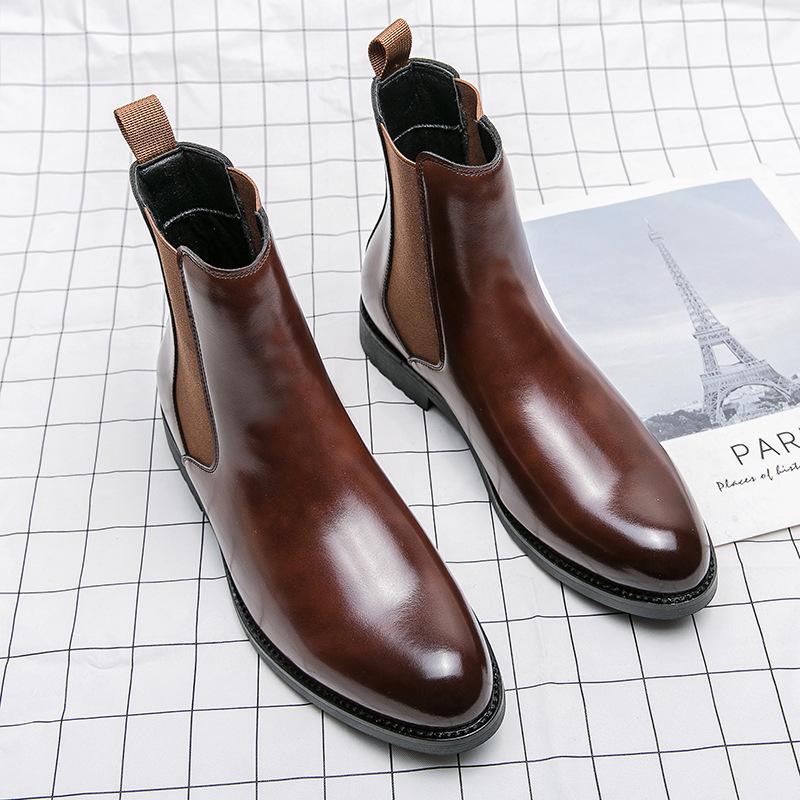 British Style Men's Plus Size Chelsea Ankle Boots - Autumn Winter Fashion, European American Trend, Leather, Slip-on