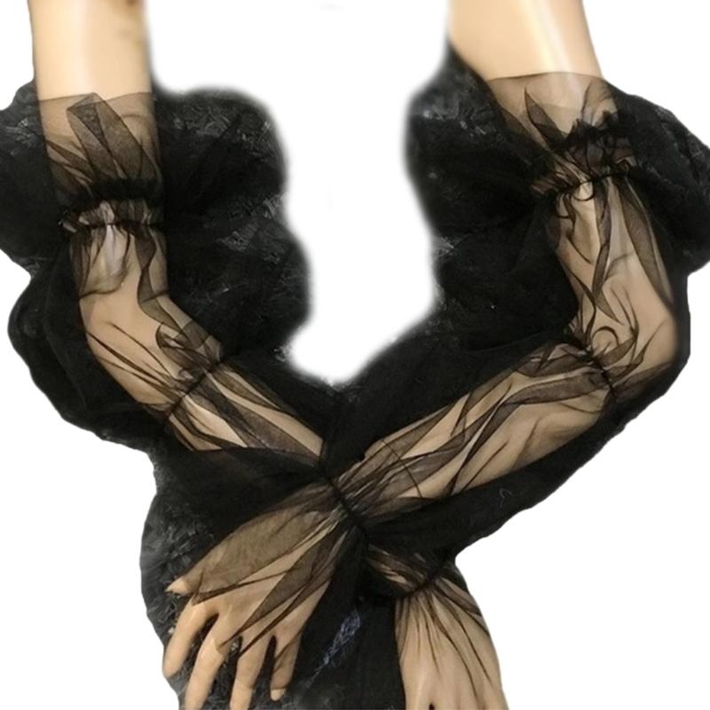 

Элегантные свадебные нарукавники, прозрачные длинные перчатки без пальцев, свадебные нарукавники для женщин, для свадьбы, выпускного вечера, танцевальных вечеринок чёрный