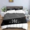 3D Printed King Logo Queen Bedding Set for Boys Girls Duvet Cover Pillowcase Included Twin Queen King Full Single Double Sizes