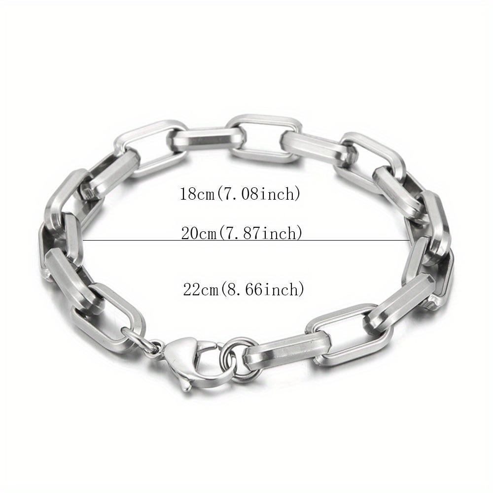 1pc Punk Square Buckle Chain Bracelet - Fashionable Creative Stainless steel Design, Casual Party Zircon for Men,