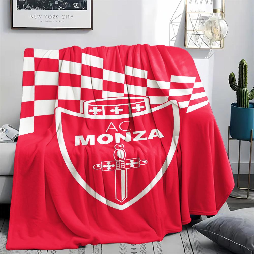 1Pc AC Monza Print Flannel Blanket High Quality Warm Comfortable Cover for All Seasons Perfect for Gifts Home Decor