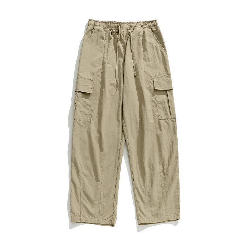Anti-splashing texture slightly wrinkled fabric tooling casual pants spring new loose three-dimensional sticker mountain outdoor trousers q