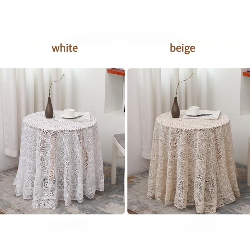 Francuski Retro Pastoralny Styl Koronkowy Szydełkowy Obrus w Kolorze Kremowym Prosty Pokrowiec na Stolik Kawowy Wykwintna Koronka Koronkowy Podkładka Różne Specyfikacje