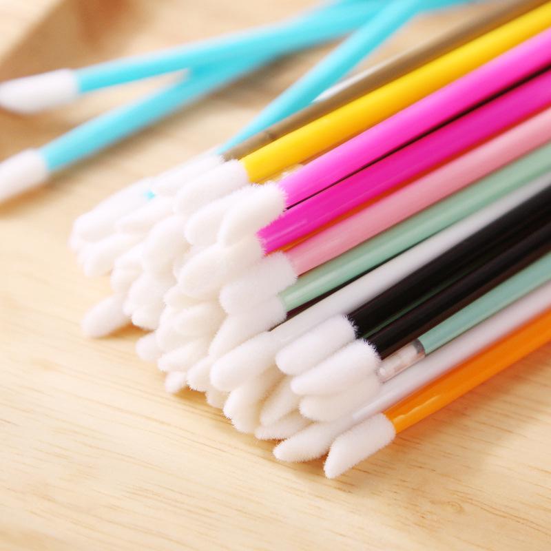 50 Disposable Lip Brush Wands - Mini Lipstick & Gloss Makeup Tools