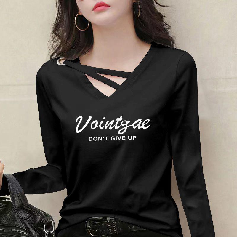 

Women s Autumn V-neck Long Sleeve T-shirt - Dopamine Design M (70-95 lbs)