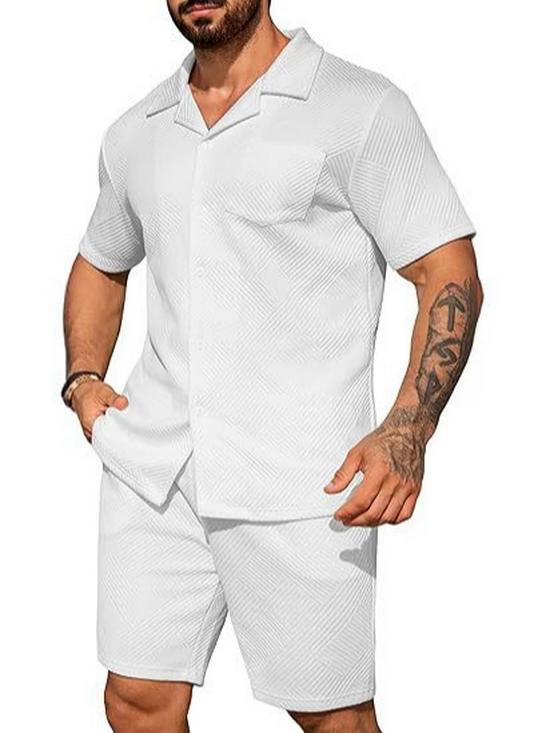 Men's Summer Casual Sportswear Set: Short Sleeve Cardigan & Shorts - Holiday Two-piece Set