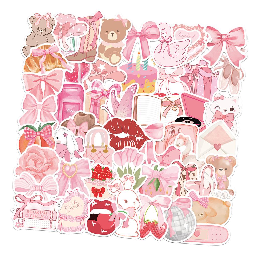 50Pcs Cartoon PVC Sticker Water Resistant Aesthetic Sticker for Water Bottle Scrapbooking Journal Laptop Guitar Luggage
