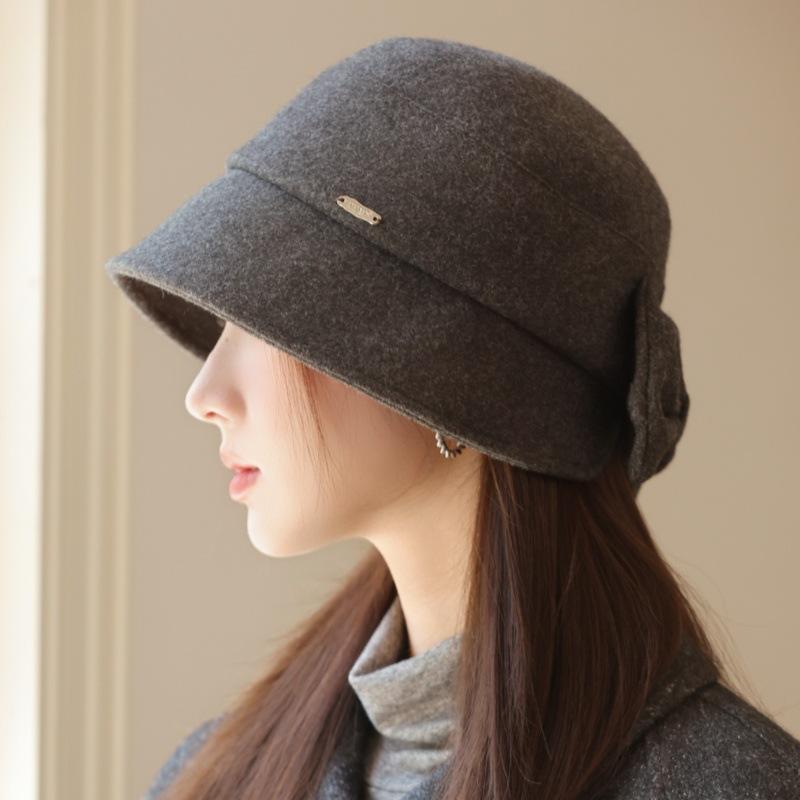 New Women's Autumn and Winter Solid Color Woolen Bucket Hat Top Hat Basin Hat Perfect for Cold Weather, Winter Headwear