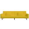 2 Seater Sofa Bed with 2 Cushions Yellow Velvet