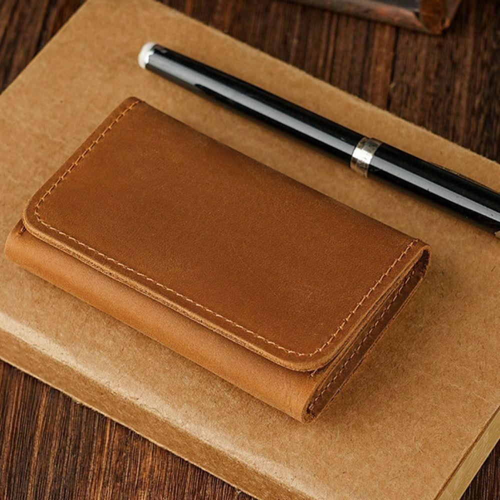 Portable Leather PU Cowhide Short Wallet Small Solid Color Card Holders Clutch Business Korean Style Men Short Wallet Travel