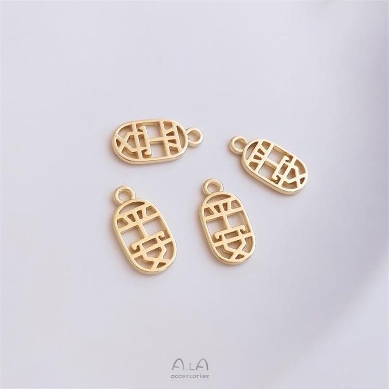 14K Gold Plated Ruyi Fu Character Pendant Bracelet - Auspicious Charm Jewelry