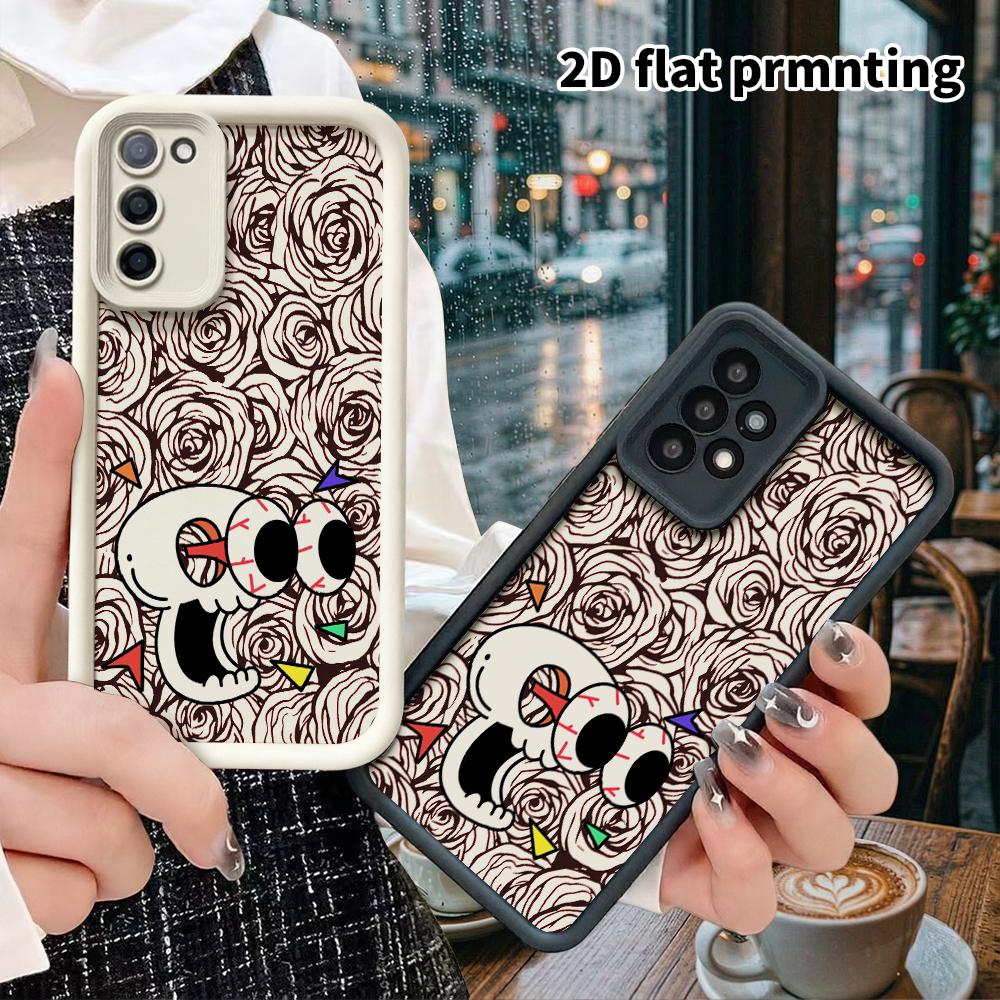 Phone Case: 2D Flat Samsung Galaxy A34 A35 M05 M06 S20 S22 S21 FE Plus 5G Protective Case, Cartoon Skull, Christmas and Halloween Gift