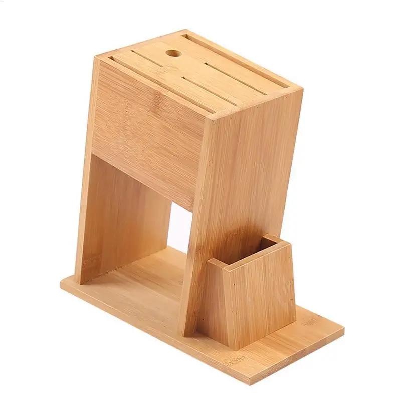 Bamboo Knife Block Stand for Kitchen Multifunctional Cutter Rack Holder Multifunctional Knife Storage Rack for Kitchen Supplies