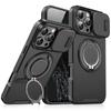 Armor Magnetic Bracket Case for 16e 16 14 13 12 11 15 Pro Max Plus With Lanyard Slide Camera Protection Shockproof Cover