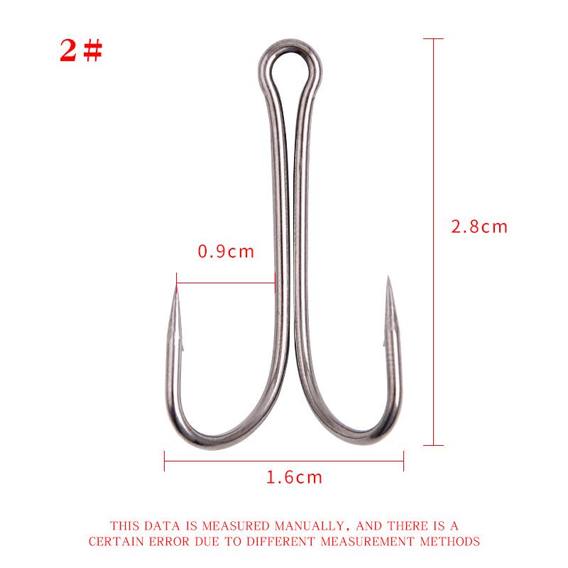 50-Pack Double Frog Hooks with Barbs - Anti-Snag Chicken Claw Artificial Bait for Fishing