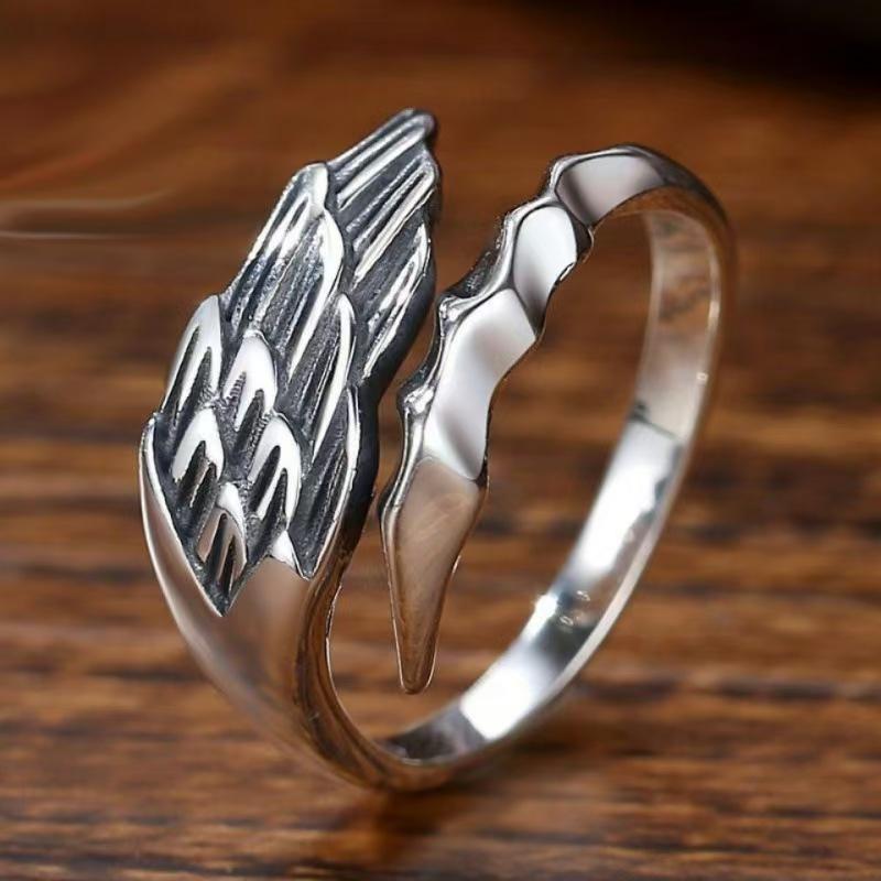 

New Ring for Men, Trendy Angel and Devil Couple Index Finger Trendy Ring Punk Hip Hop one size(US size 6-13) срібний