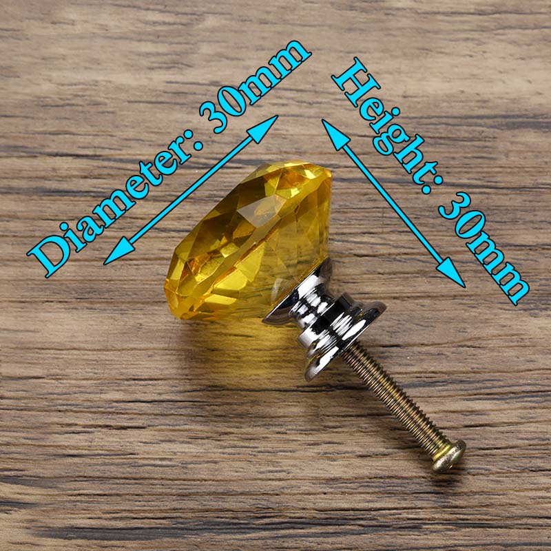 KAK 30mm Diamond Shape Design Crystal Glass Knobs Cupboard Pulls Drawer Knobs Kitchen Cabinet Handles Furniture Handle Hardware