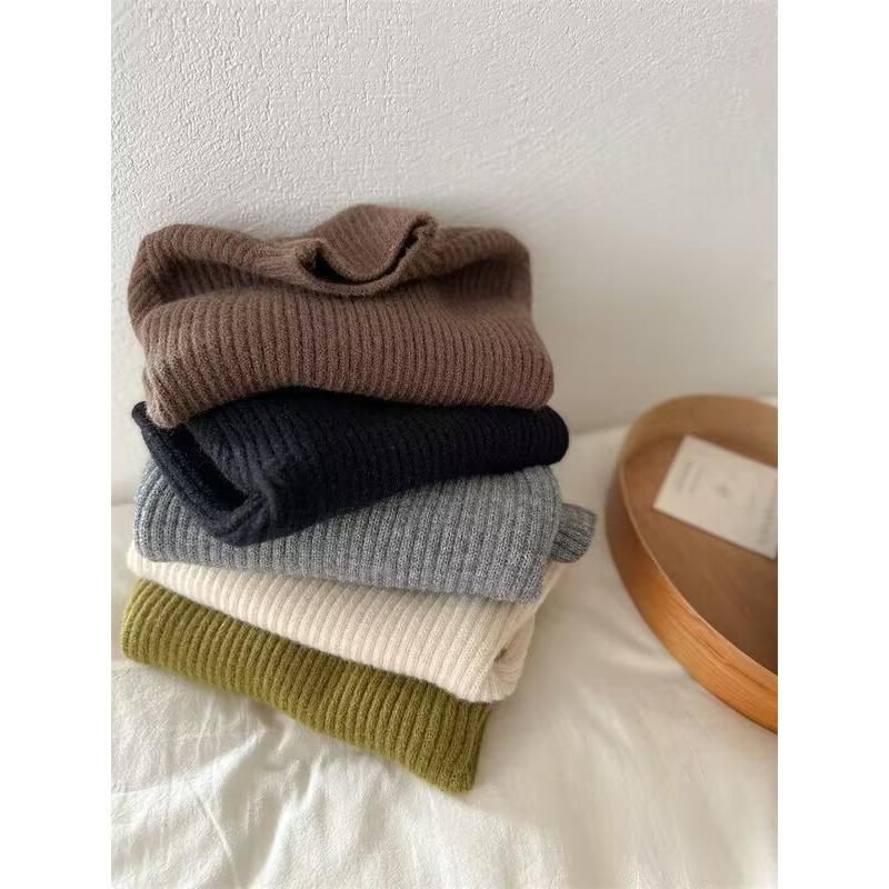 Kids Thick Fleece Lined Knitted Sweater Warm Winter Long Sleeve Pullover For Boys And Girls
