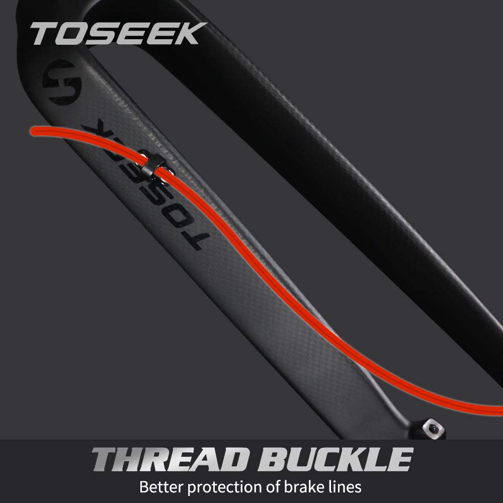 TOSEEK Matte 3K Carbon Faser Mountainbike Gabel 1-1/8" Starre Scheibenbremse MTB Fahrrad Gabeln 26/27,5/29er Gerade Rohr 28,6mm