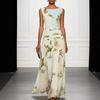 European and American summer 2026 sexy v-neck retro flower print women's dress sleeveless backless waist dress
