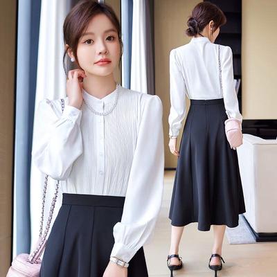Women's Long-Sleeve Stand Collar Professional Shirt