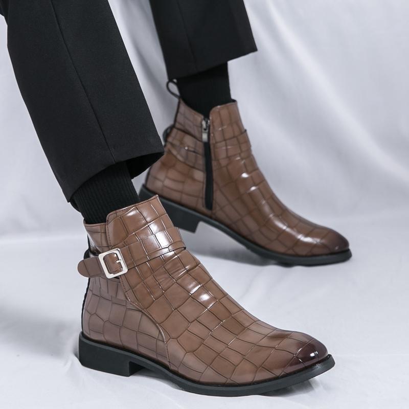Herren Leder Chelsea Boots im Britischen Stil: Große Größe, Herbst/Winter Mode