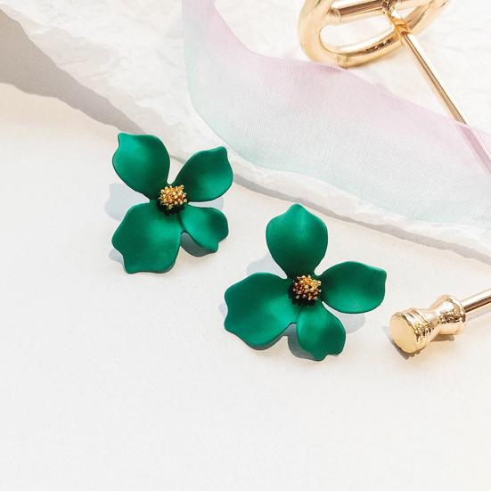 2Pcs Women Earrings Flower Shape Anti Rust Alloy Ear Studs Earrings Jewelry for Party