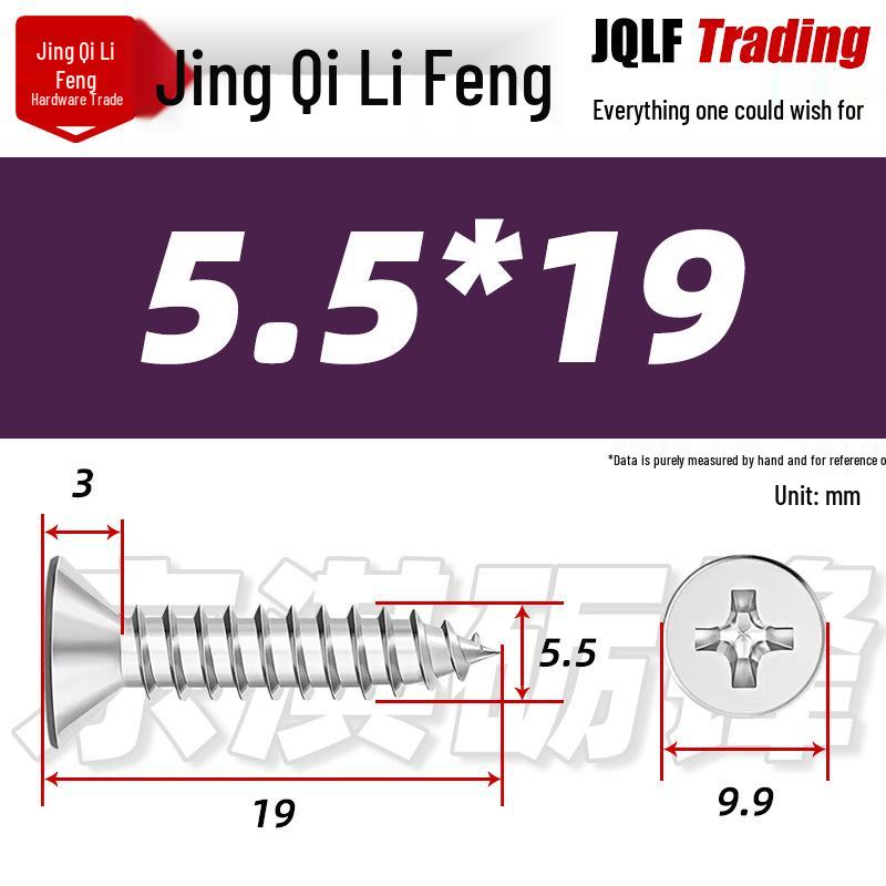 304 Stainless Steel Countersunk Self-Tapping Screw for Furniture & Outdoor Construction (GB/T 846)