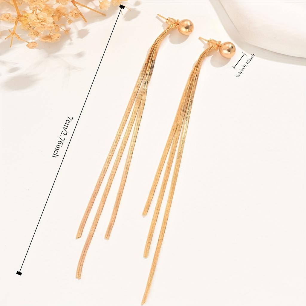 Women'S Golden-Plated Tassel Earrings Posts Vintage Style, Versatile and ElegantDaily Earrings Exquisite Accessories