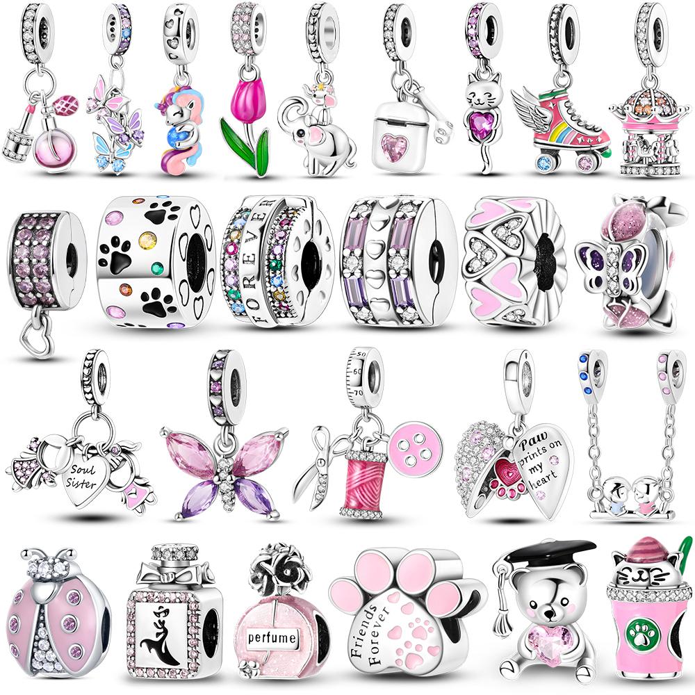 Pink Charm Bead Charms copper Plated Perfume Butterfly Charm Bead Charms Pendent Dangle Compatible With Authentic Bangle Charm Bracelets Do It Yoursel