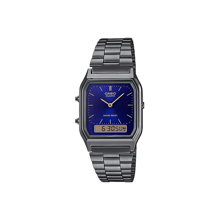

Casio Youth Series Square Dual Display Classic Small Square LCD Water Resistant Quartz Watch Men watches Blue AQ-230GG-2ADF Blue Dial