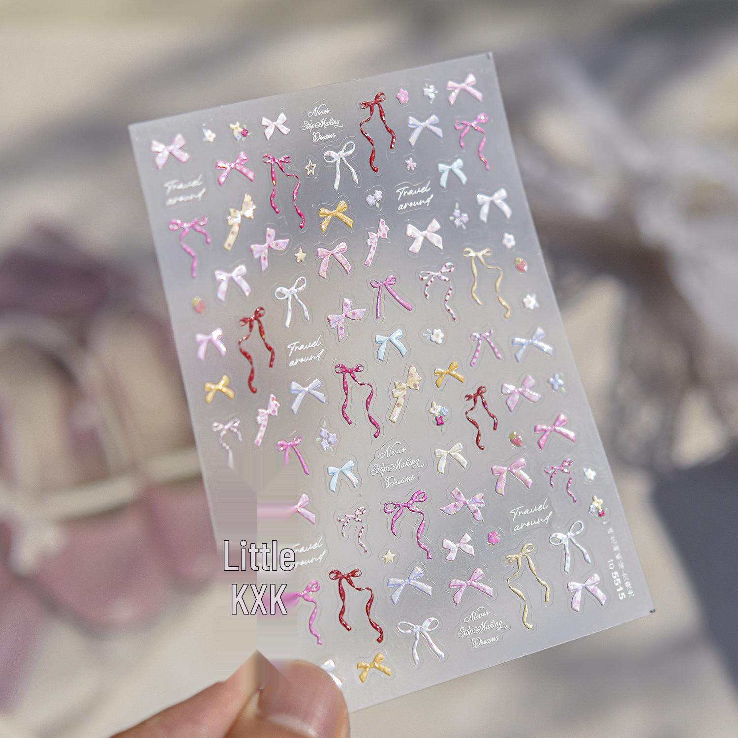 Tomoni Minimalist Red Bow Embossed Nail Stickers - Modern INS Style Nail Art Accessories